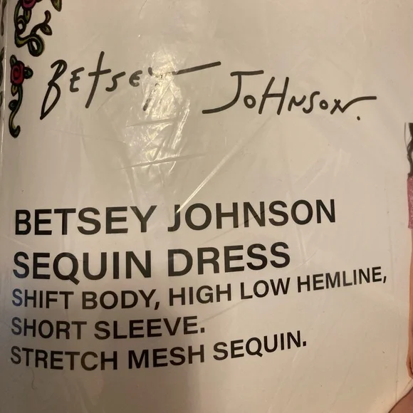 Betsey Johnson brand, size XL, new with tags, Pink Sequin Dress, high/low shift - Picture 8 of 10